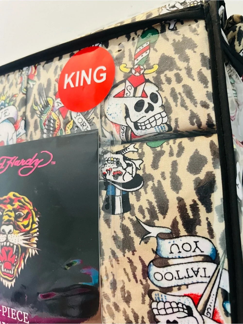 Ed Hardy 6 Piece King Size Sheet Set Tattoo You Leopard Print Skulls New York